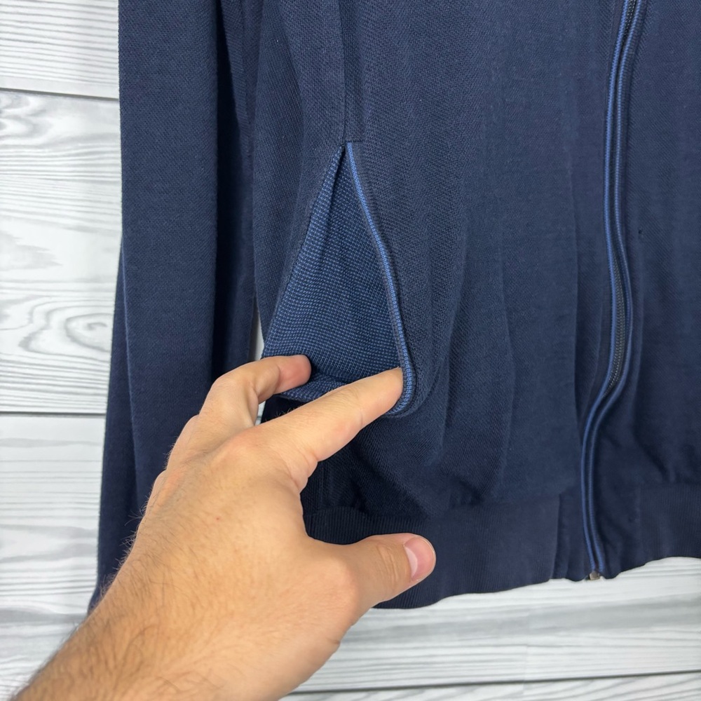 Ermenegildo Zegna Navy Blue Full Zip Cardigan Sweater Jacket Large View 2
